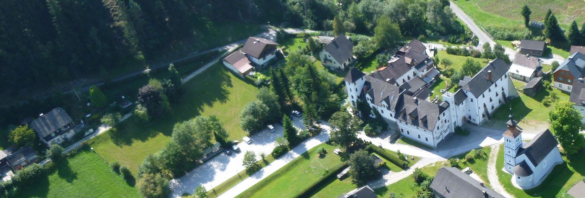 Airshot of Hotel Schloss Thannegg in Styria, Austria