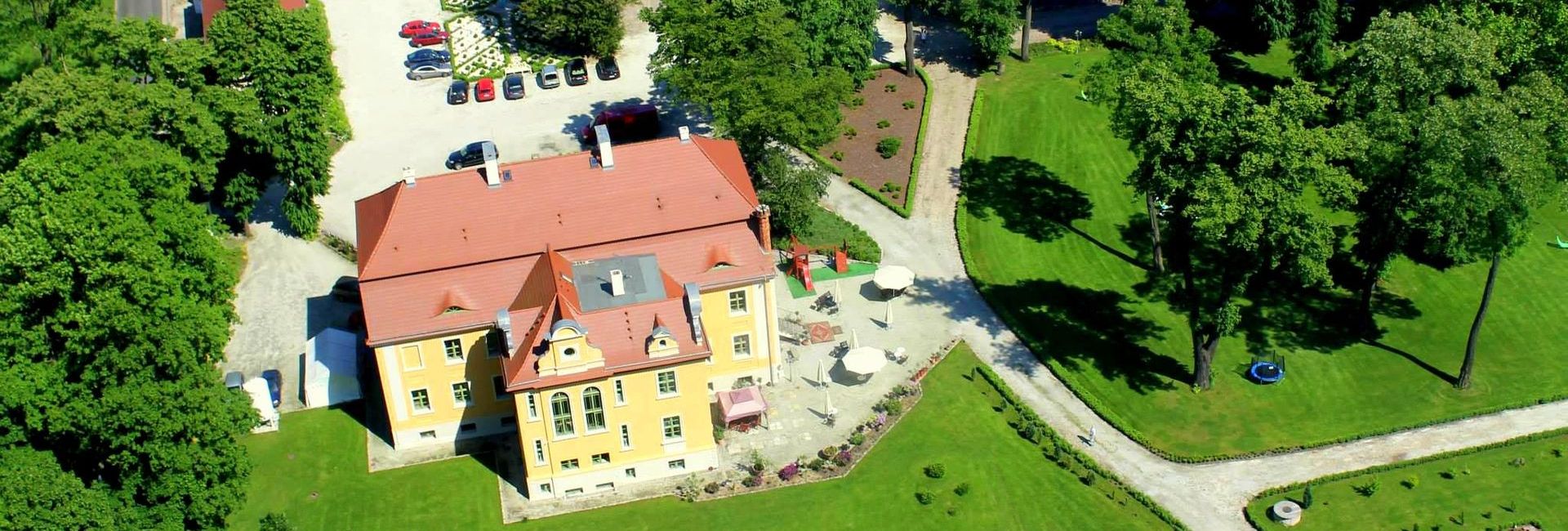 Airshot of Wiechlice Palace in Silesia